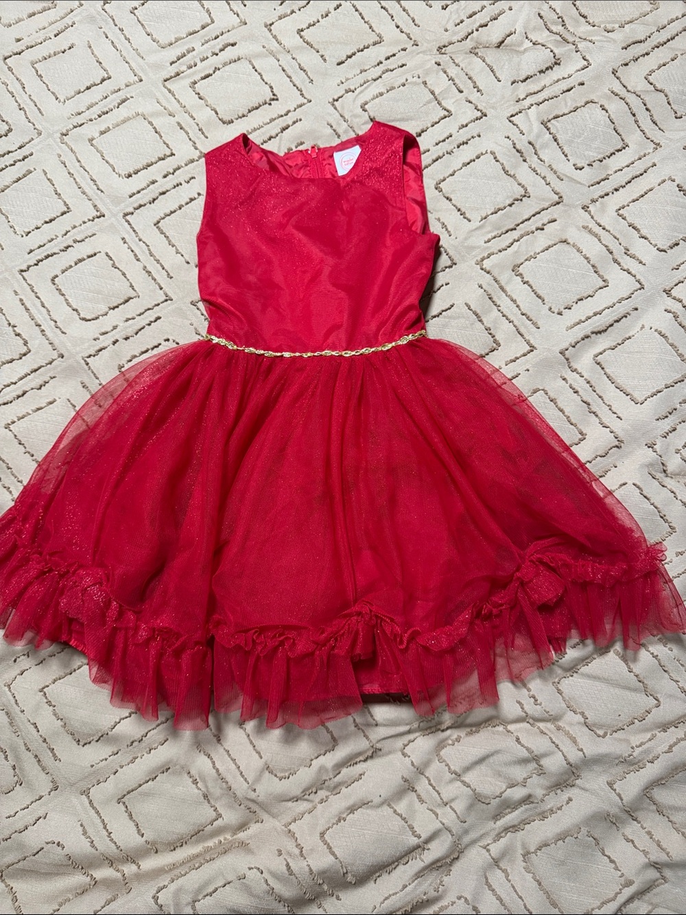Wonder Nation Red Tulle Party Dress with Gold Belt